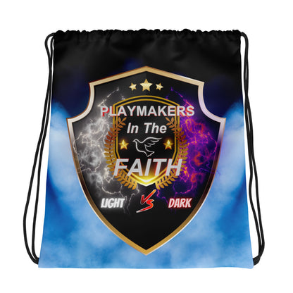 Blue Light v.s Dark Logo Drawstring bag