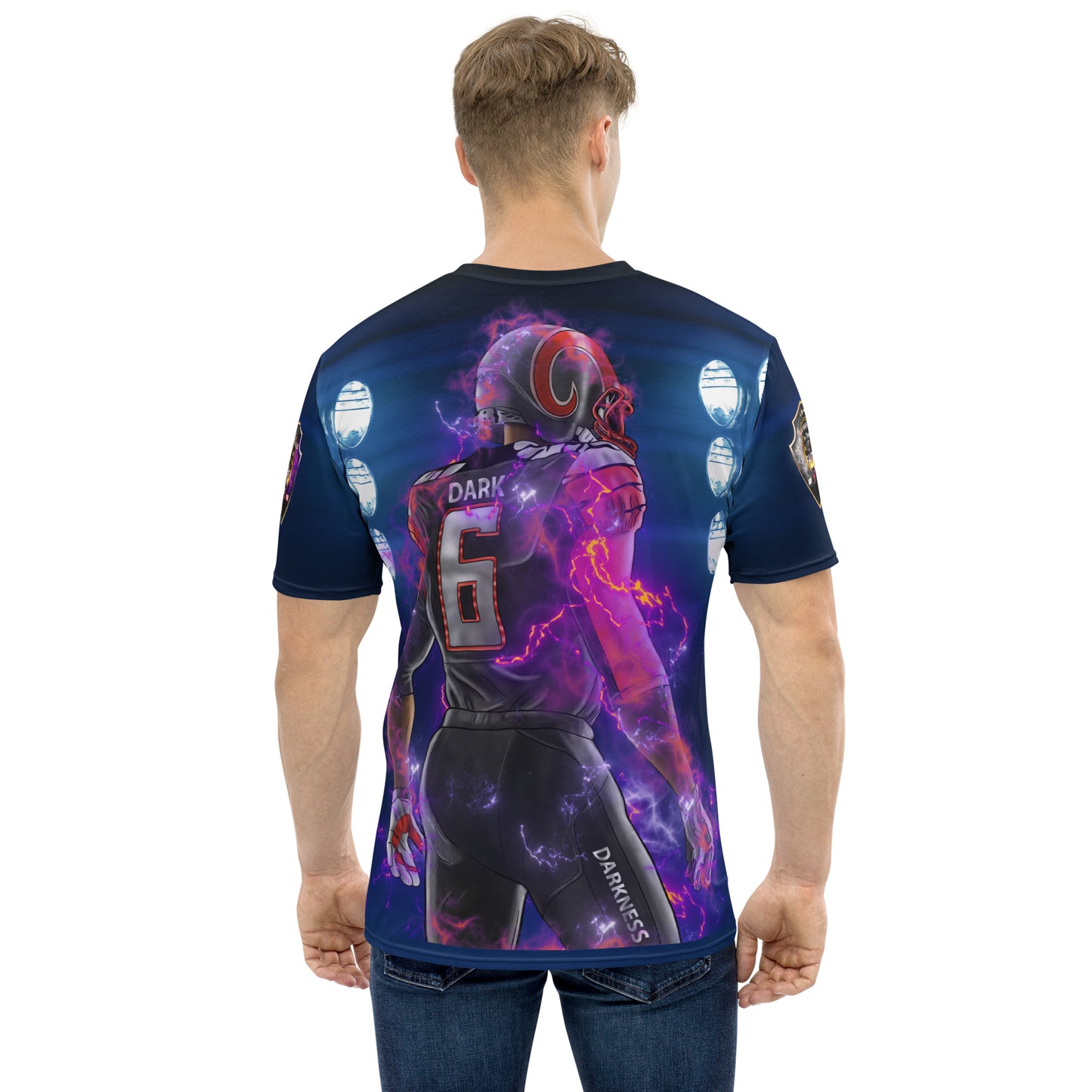 Blue Light & Dark Player w Logo Shoulder Shields Men's t-shirt