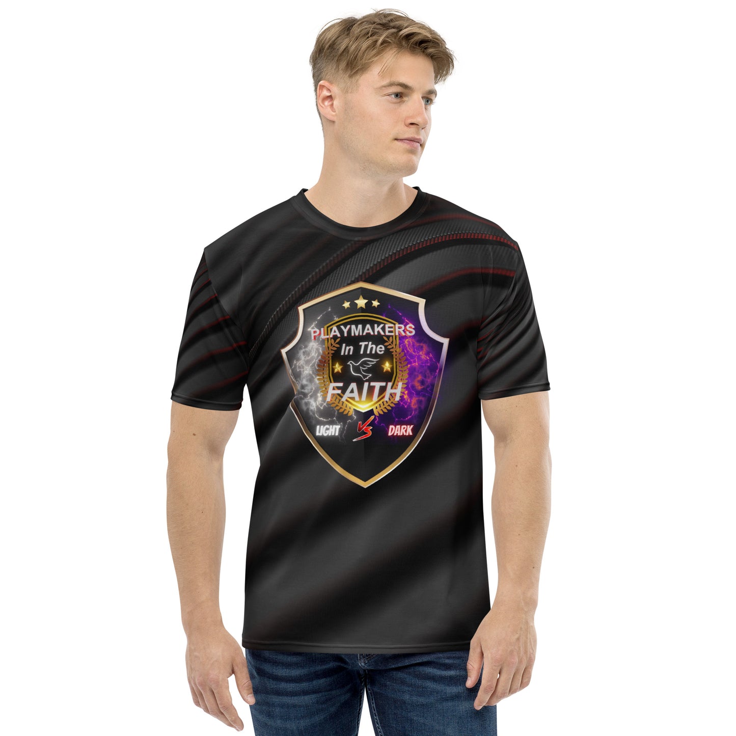 Playmakers Shield Logo Black Stadium & Football Players Men's t-shirt