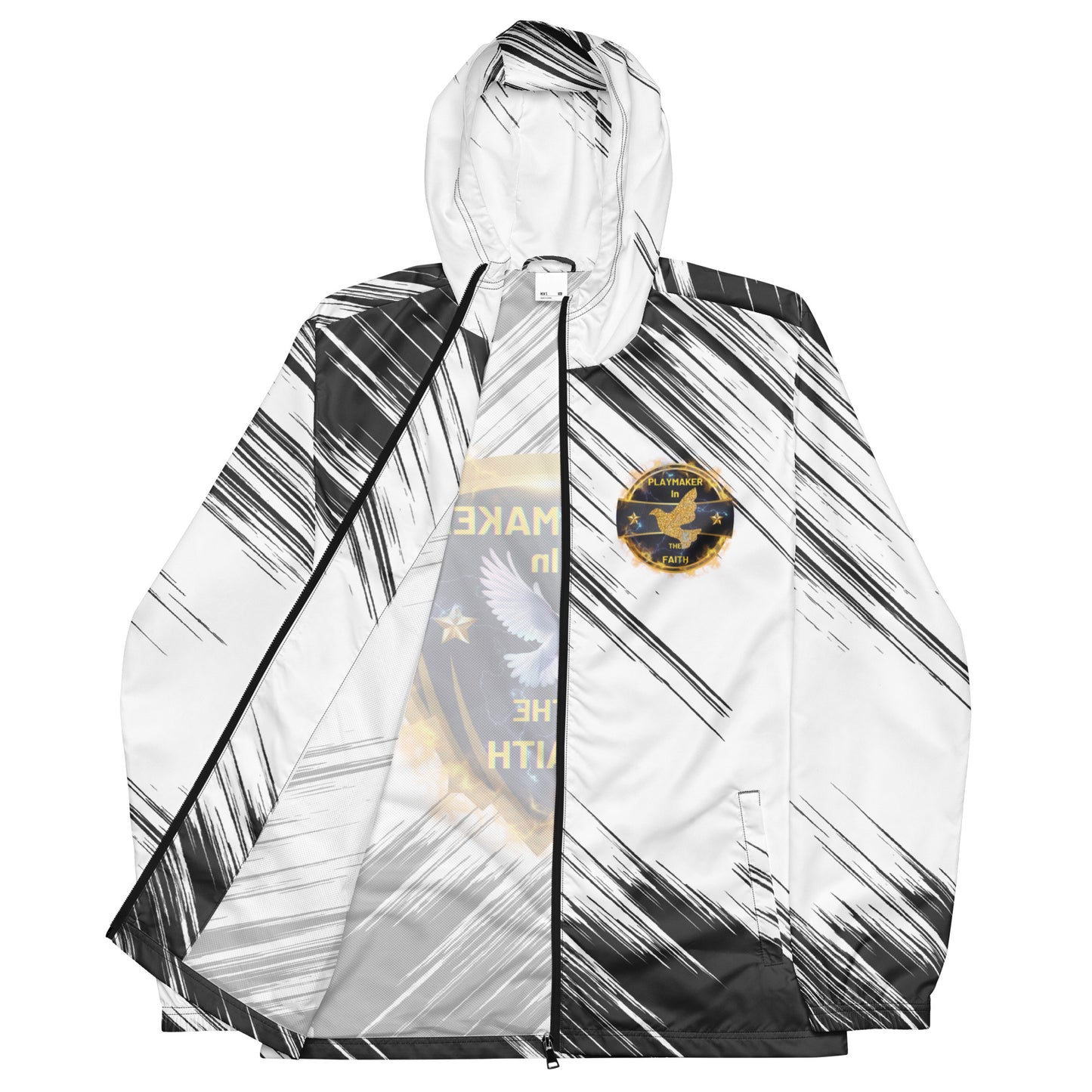 White & Black Playmakers Shield Men’s windbreaker