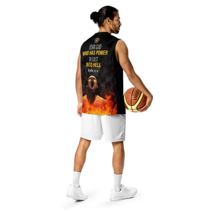 Fear God Who Has Power To Cast Into Hell Recycled unisex basketball jersey