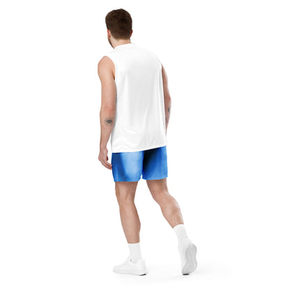 Blue & White Unisex mesh shorts