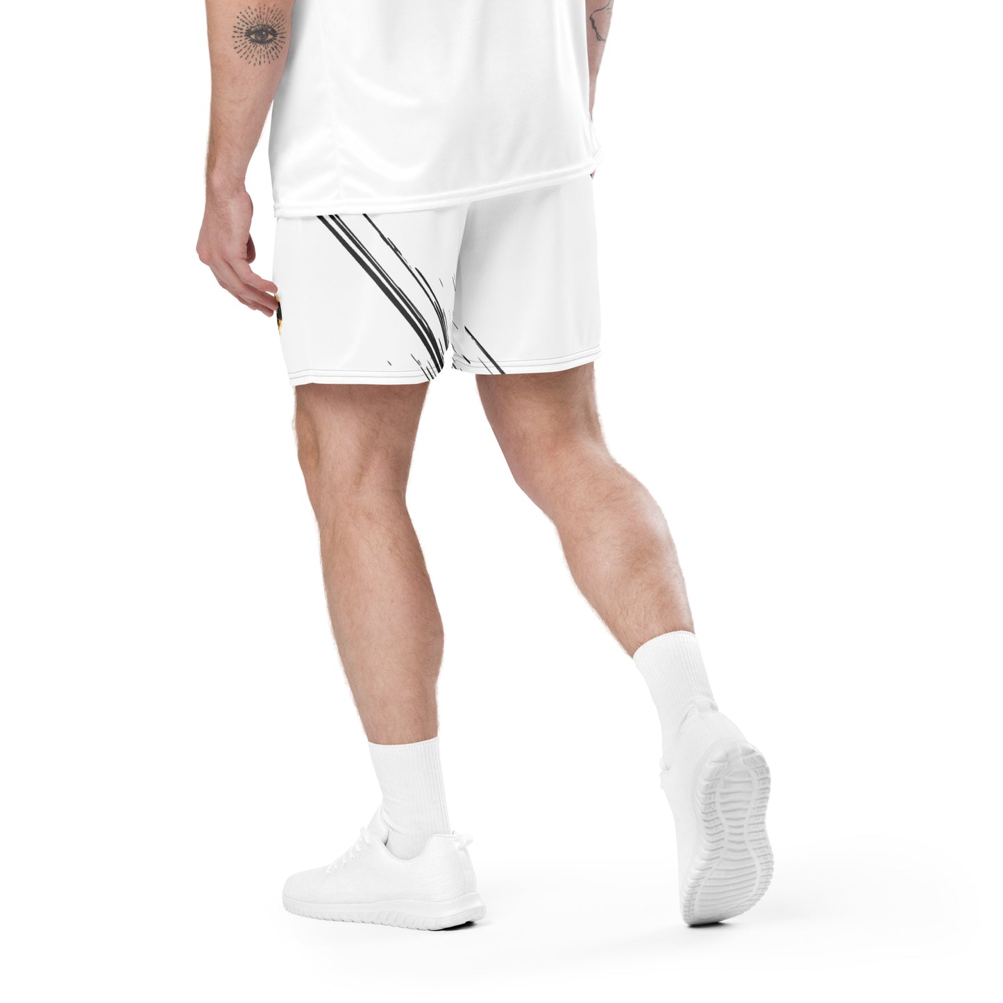 White& Black Playmaker In The Faith Unisex mesh shorts