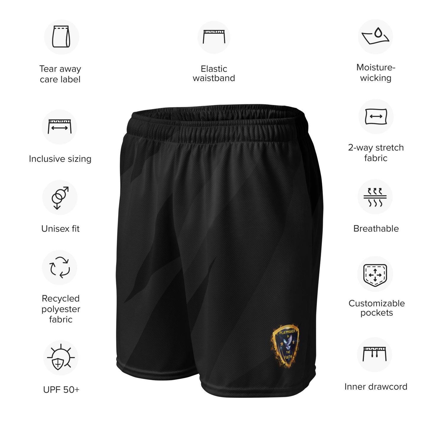 Black Playmaker In The Faith Unisex mesh shorts