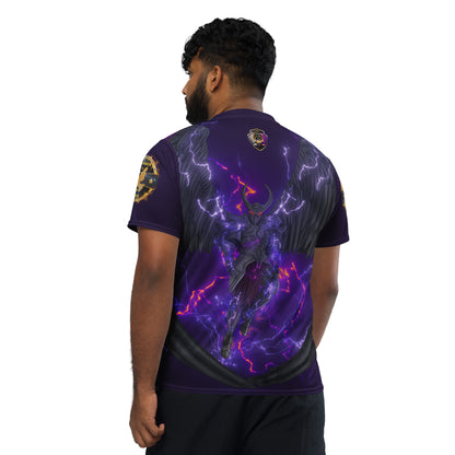 Arch Angel Michael & Lucifer Purple Color Recycled unisex sports jersey