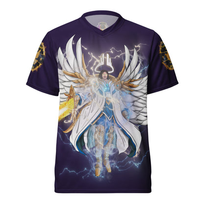 Arch Angel Michael & Lucifer Purple Color Recycled unisex sports jersey