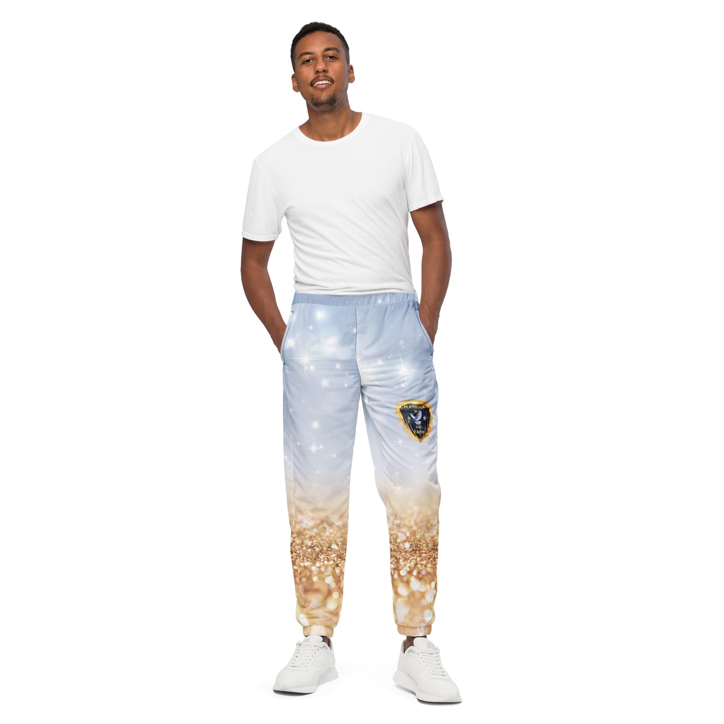 Silver White & Gold Unisex track pants