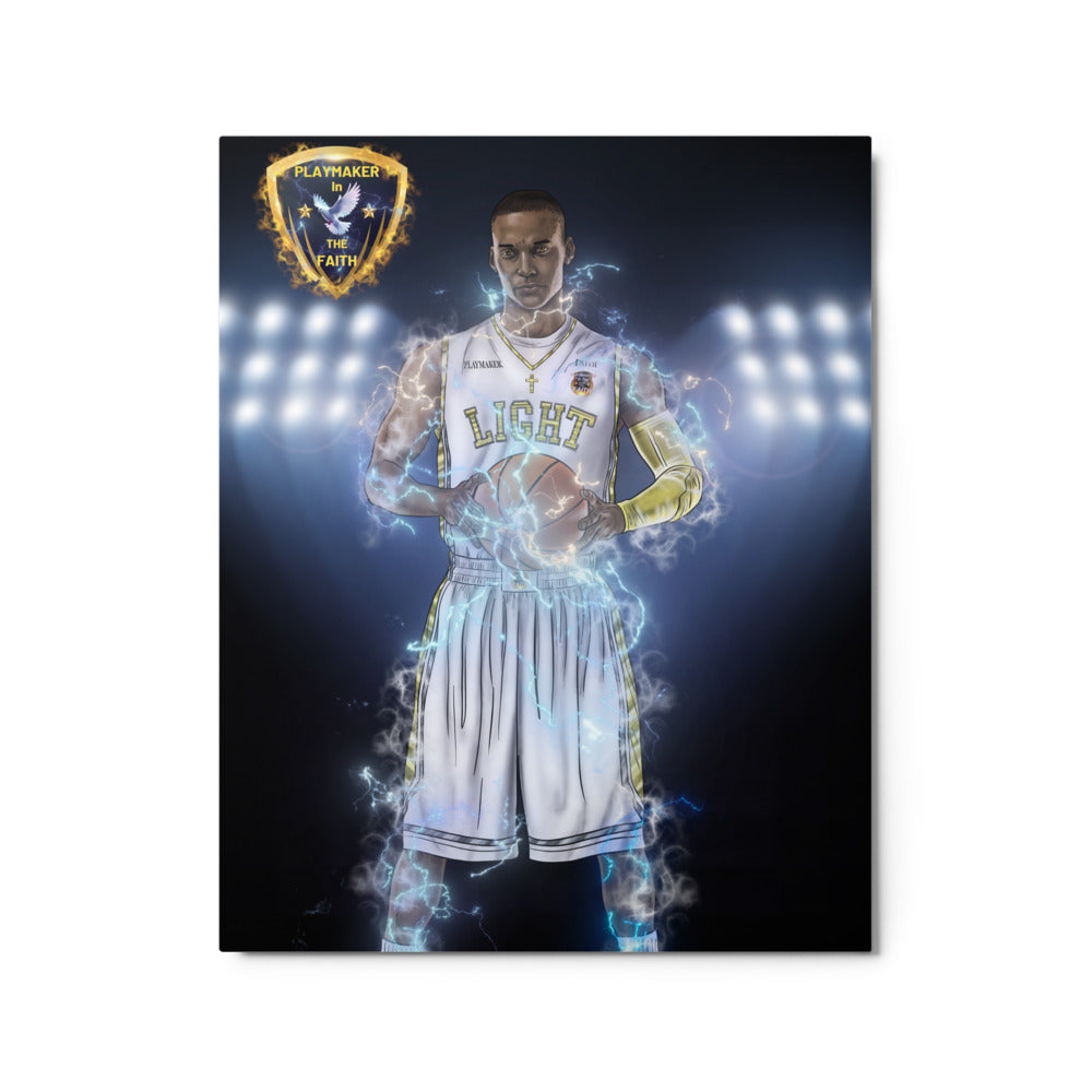 Playmaker In The Faith Basketball Metal prints