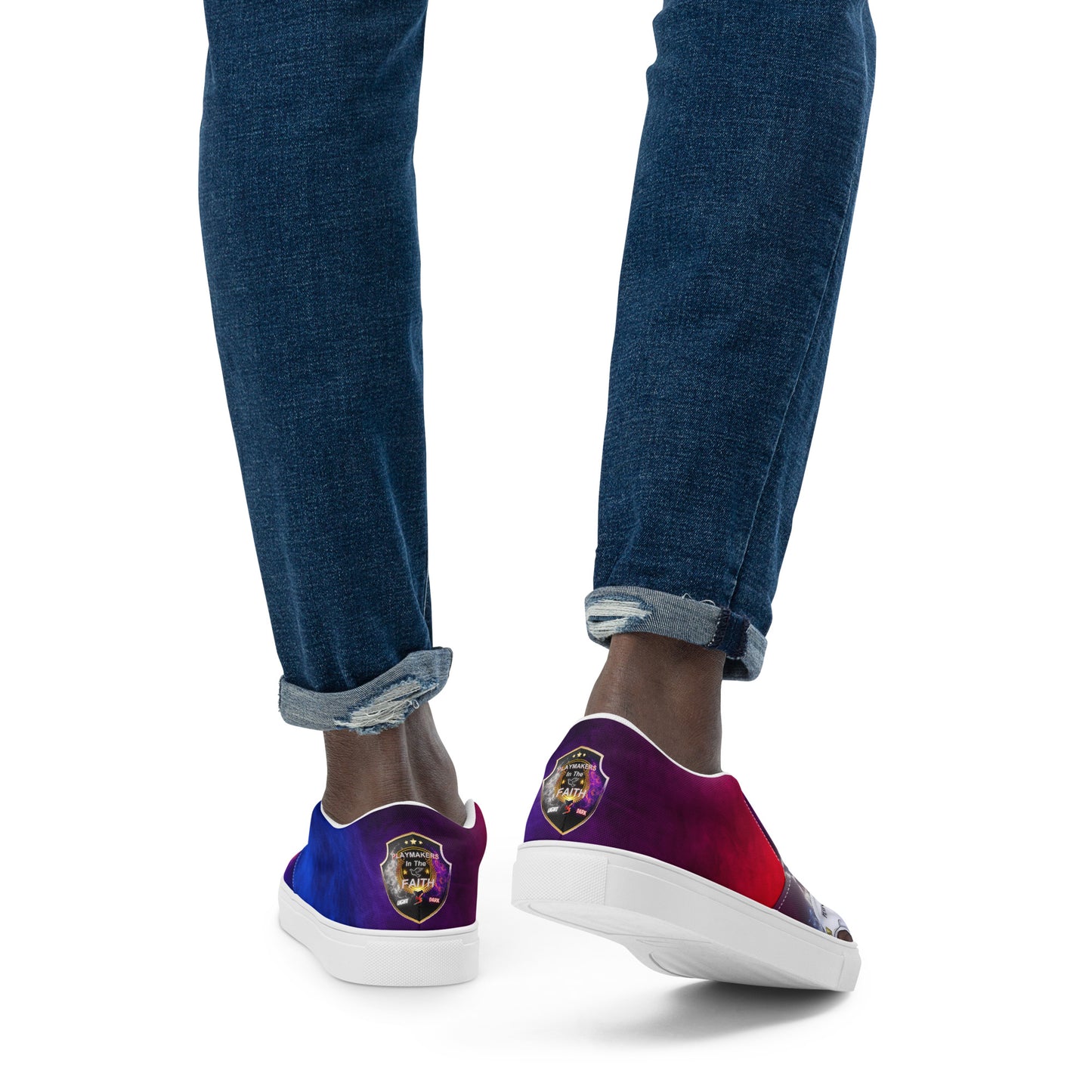 Blue & Red Light v.s Dark Players & Shield Logo Men’s slip-on canvas shoes