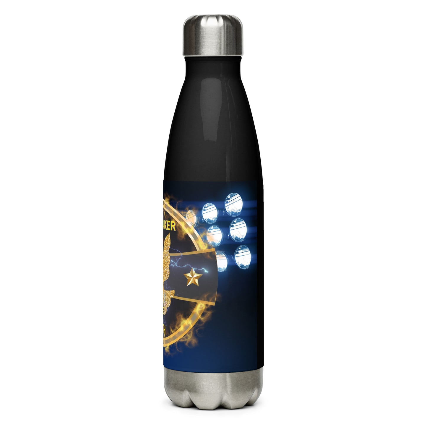 Playmaker In The Faith Fire Logo Stainless Steel Water Bottle